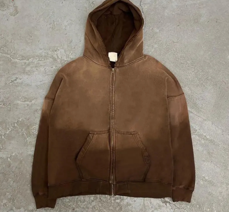 wholesale blank Oversized Vintage Stone Acid Washed Hoodie for Men