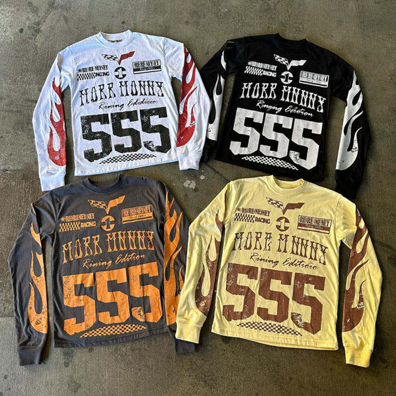 Acid Wash Cotton Tshirt Vintage Boxy Heavyweight Long Sleeve T Shirt wholesale
