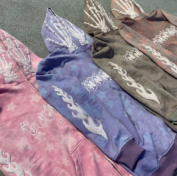 china Manufacturers custom puff print Full Zip up Hoodie wholesale