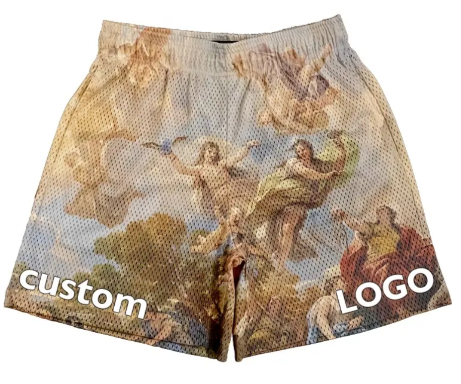 Quick Drying Double Layer Polyester Fitness Clothing Custom Mens Mesh Shorts
