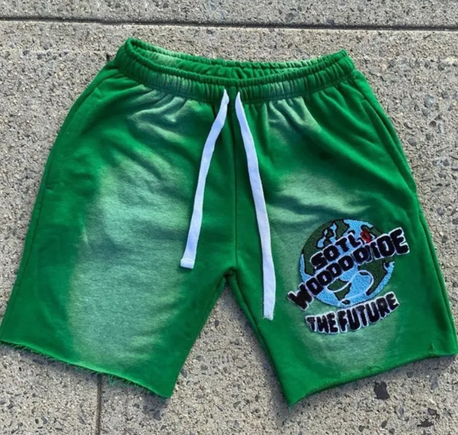 china manufacture custom Chenille Embroidery Casual Vintage Washed Shorts